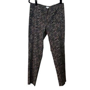 J.Jill Women's Cotton Stretch Tan & Black Paisley Pants Size 8